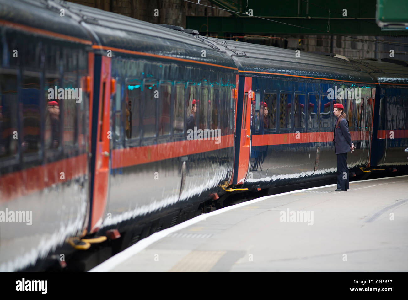 Boarding trains at Waverley Station Scotland Stock Photo Alamy