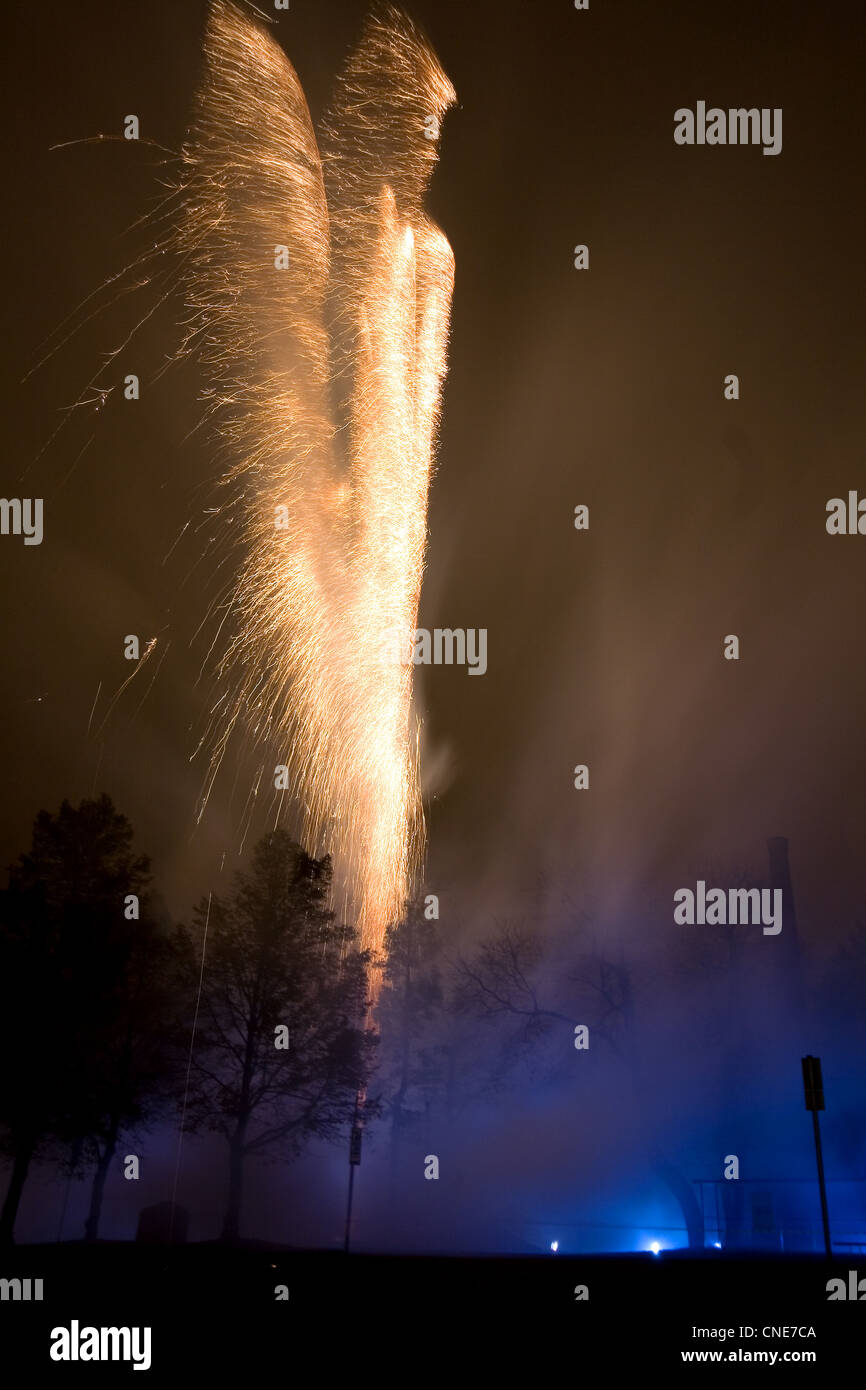 Fireworks form a shape of angel Stock Photo Alamy