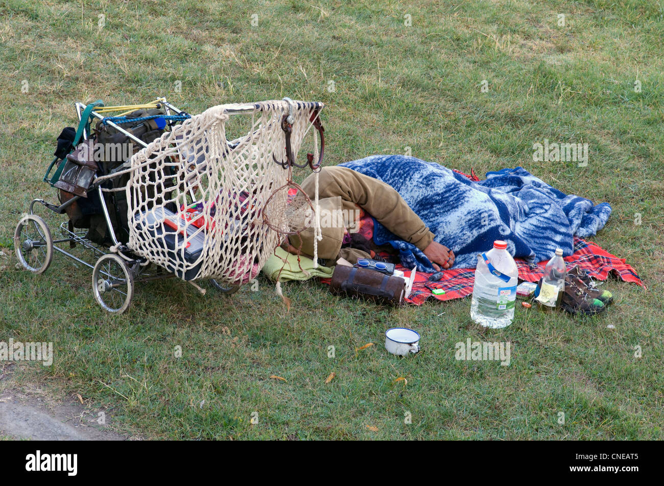 Homeless man in Angers, France Stock Photo