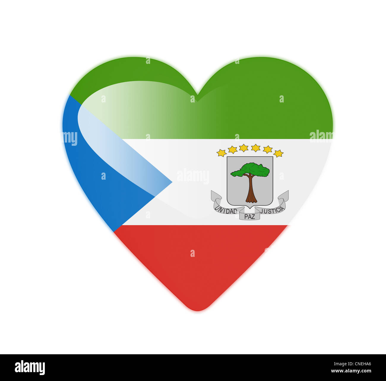 Equatorial Guinea 3D heart shaped flag Stock Photo