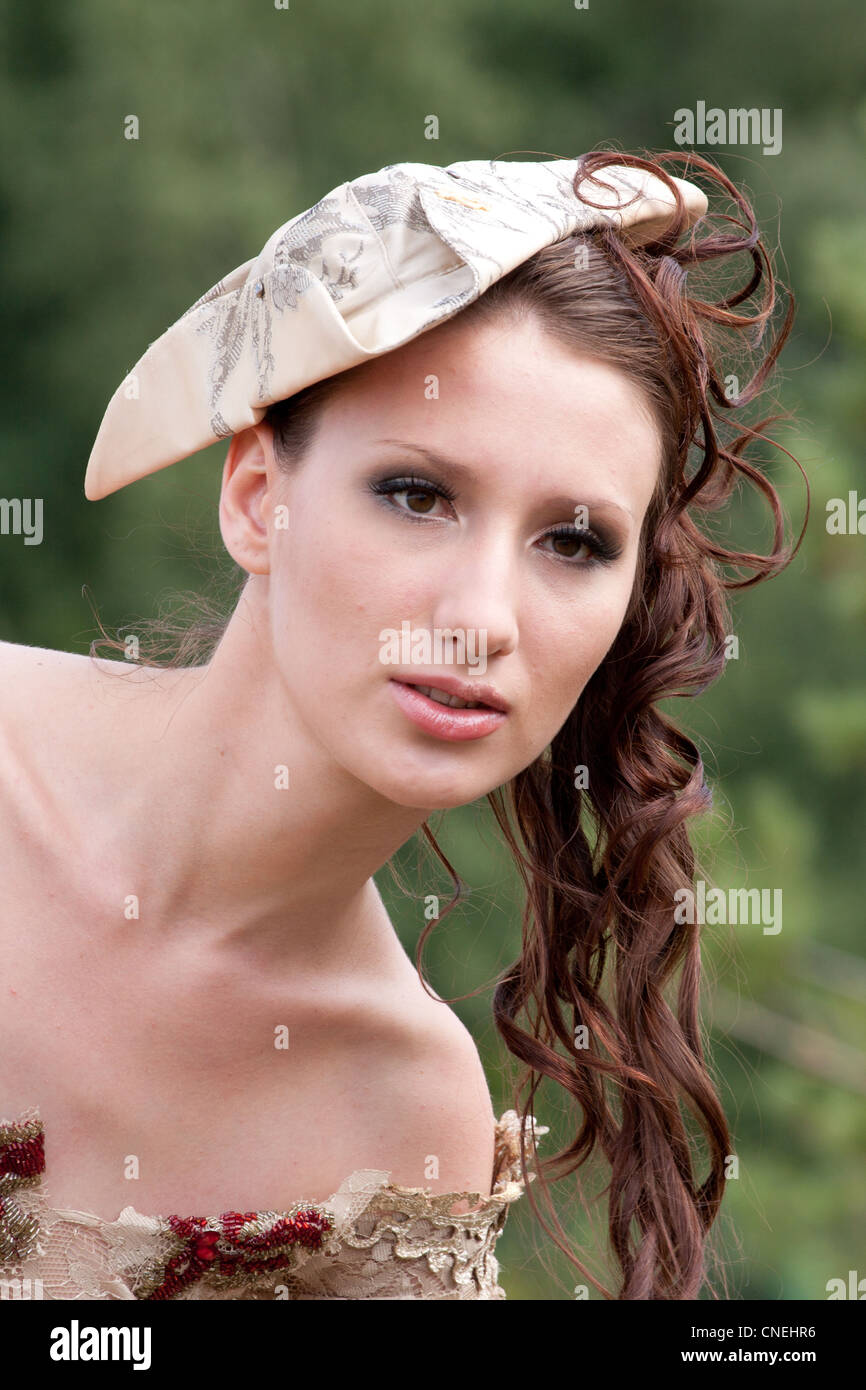 Beautiful Woman with pearls portrait Stock Photo - Alamy