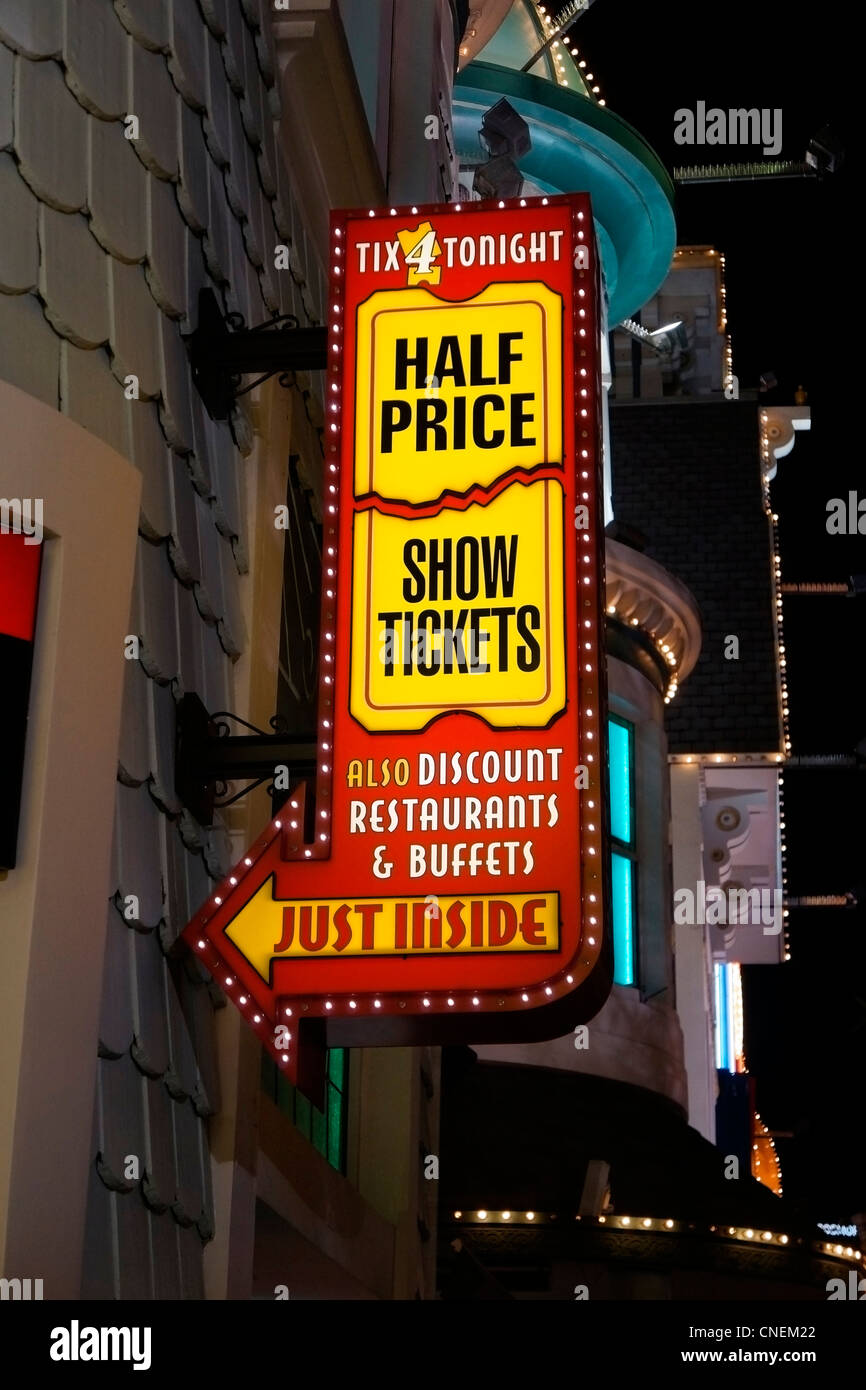Sign for Ticket Sales, Las Vegas, Nevada, USA Stock Photo