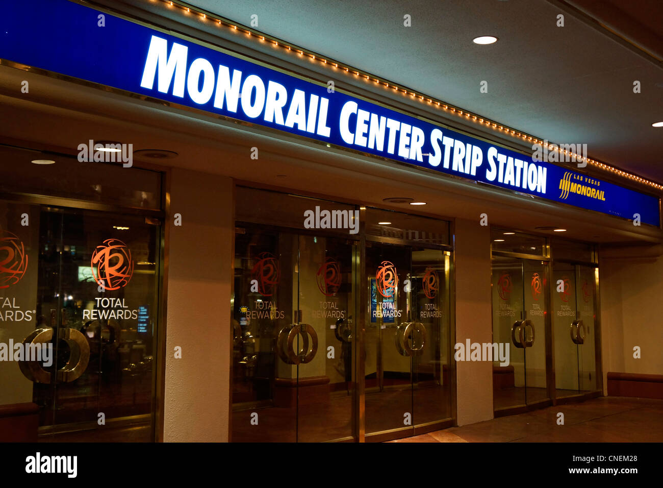 Entrance to Monorail station, Las Vegas on the Strip, Nevada, USA Stock Photo