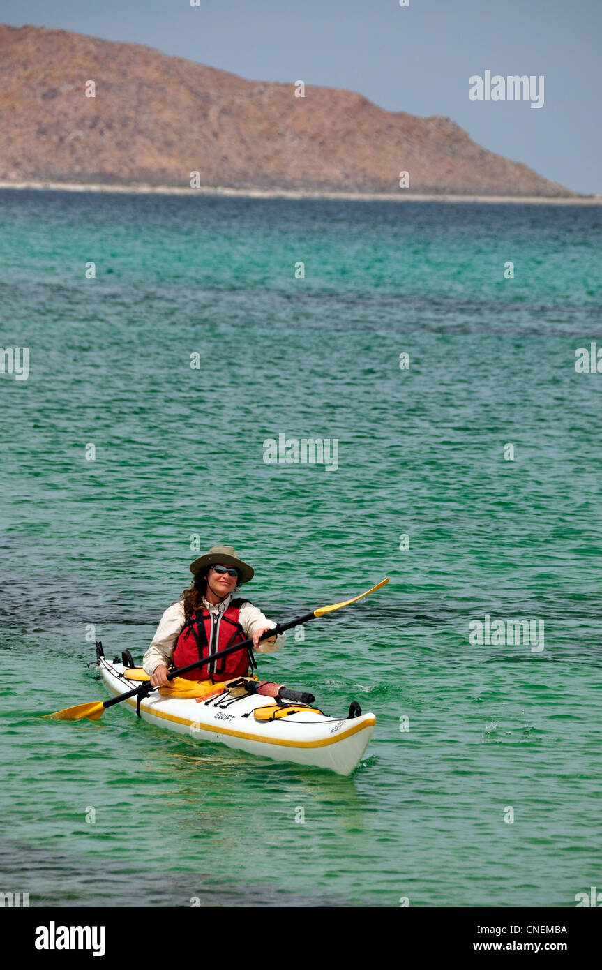 Sea kayaking in the Sea of Cortez, Baja California, Mexico Stock Photo