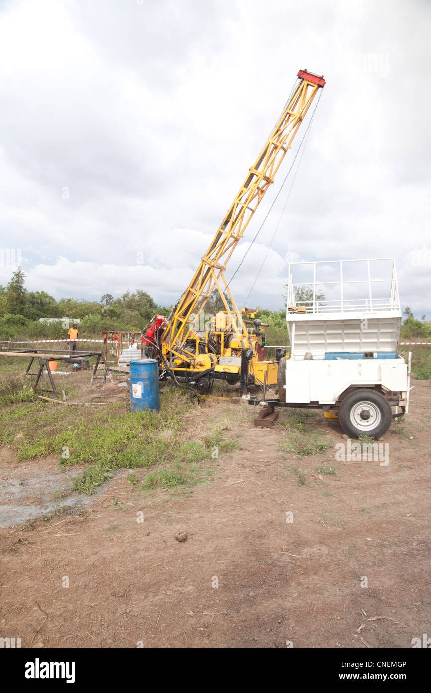 A diamond drill rig on site on an exploration program in Kenya, Africa