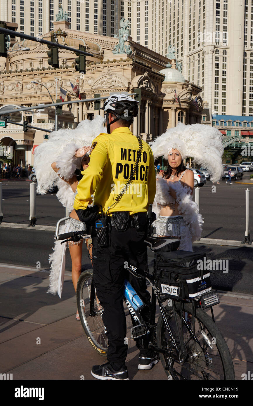 Policeman on Bicycle, Las Vegas on the Strip, Nevada, USA Stock Photo