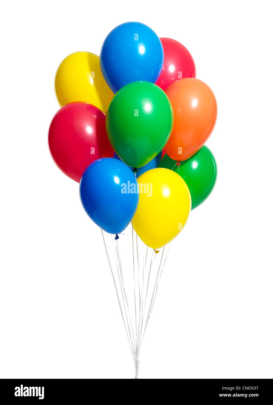 a bunch of colorful balloons with clipping path on white Stock Photo