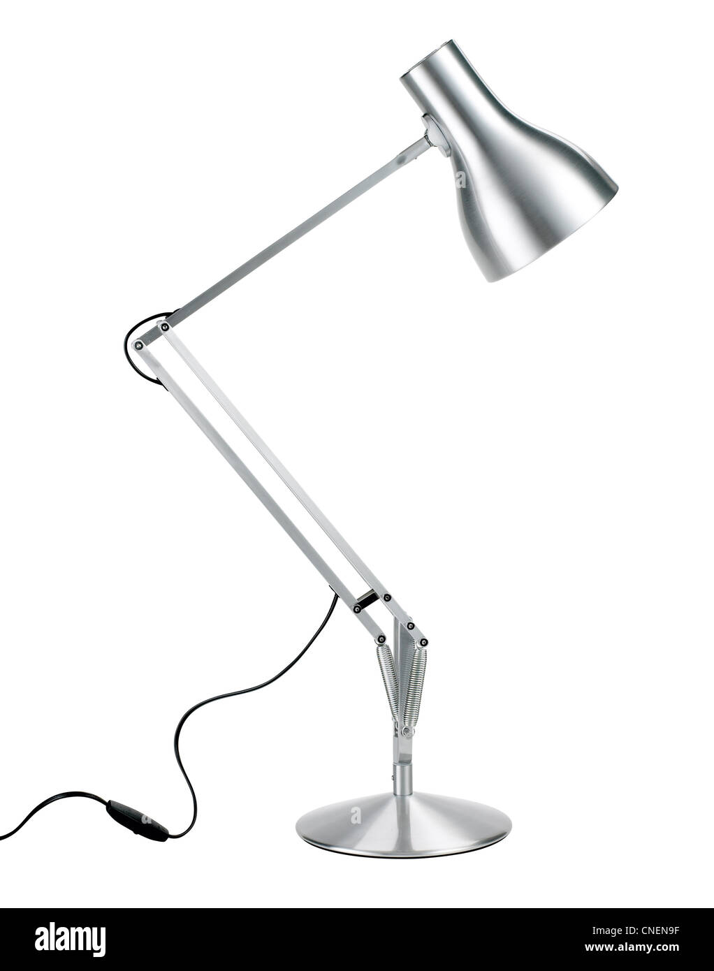 a silver anglepoise desk lamp with clipping path Stock Photo