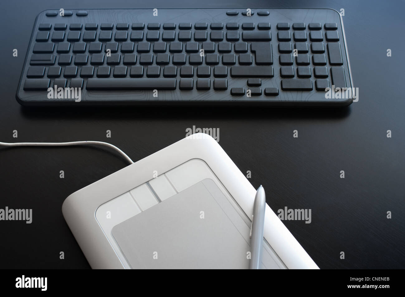 Keyboard and graphic tablet closeup Stock Photo