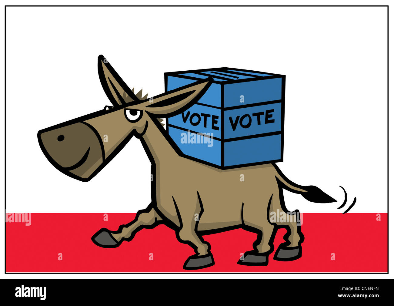 a donkey carrying ballot box,politics,republican party, Stock Photo