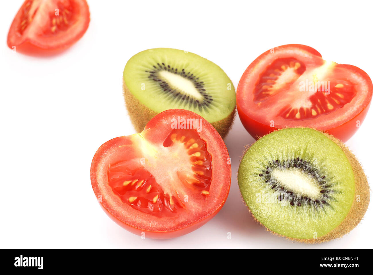 Fresh tomatoes and kiwi pattern Stock Photo