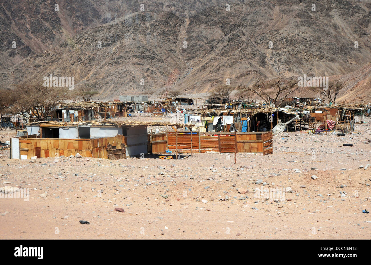 provisional Bedouins shelters in Taba, Egypt Stock Photo