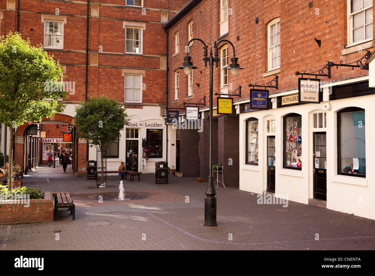 UK, England, Worcestershire, Worcester, shops in courtyard of former