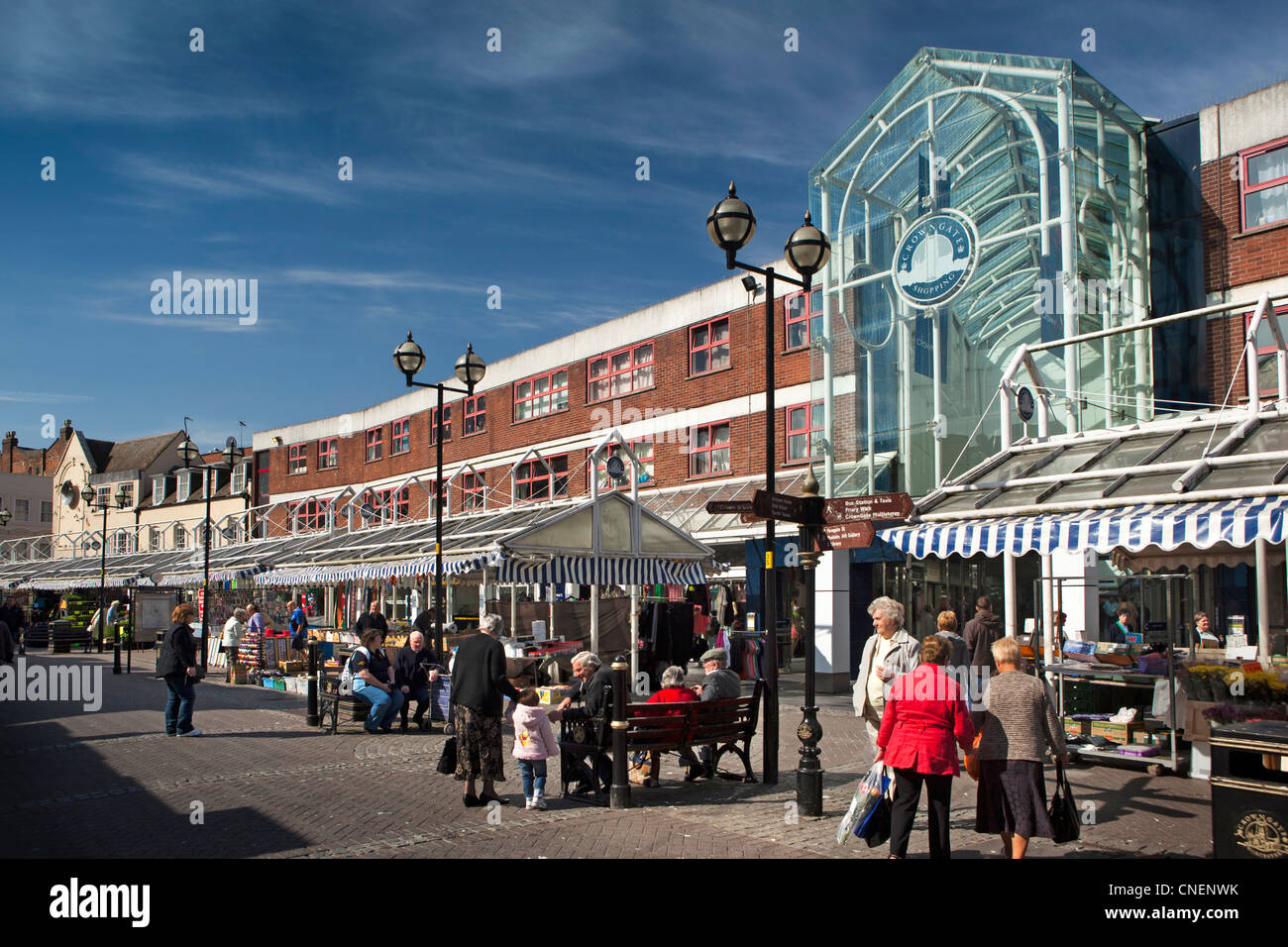UK, England, Worcestershire, Worcester, Crowngate shopping development overlooking the Market Place Stock Photo