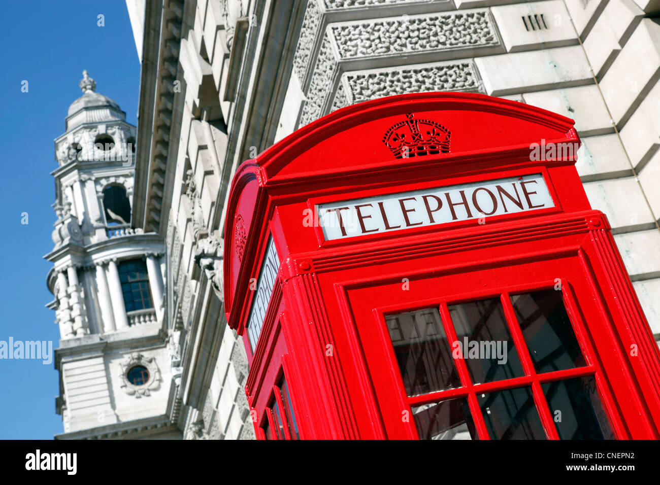 Red Telephone Boxes in London, England Stock Photo