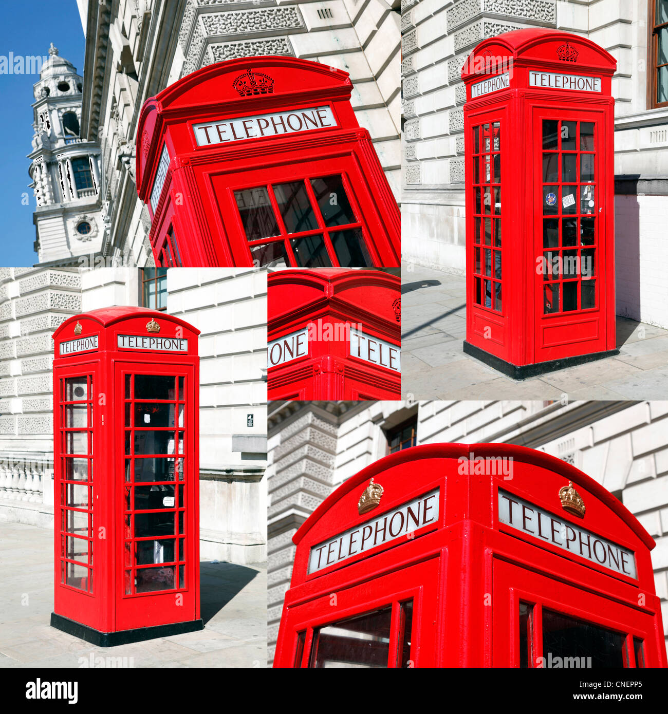 Red Telephone Boxes in London, England Stock Photo