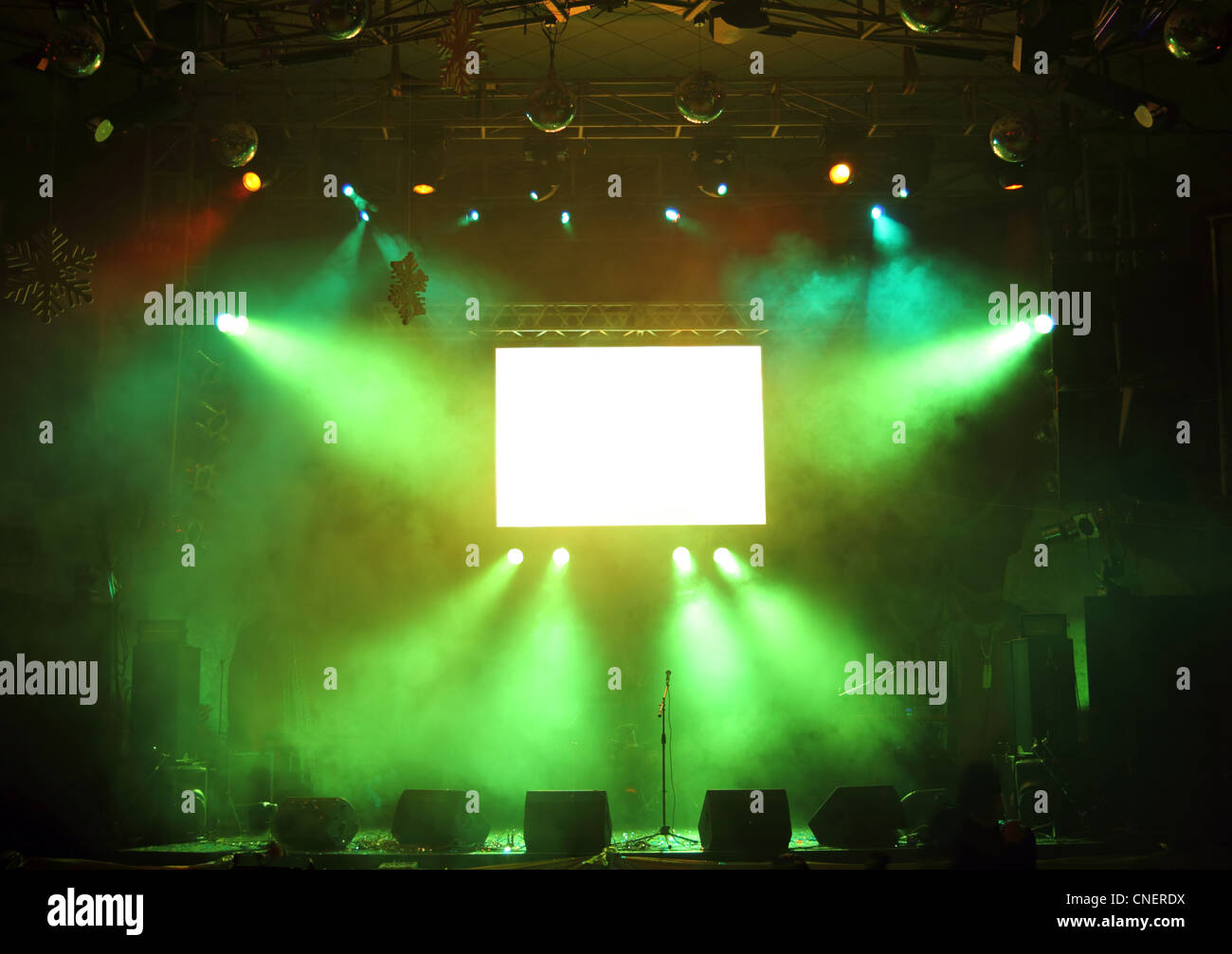empty stage and screen in the rays of light concert Stock Photo - Alamy