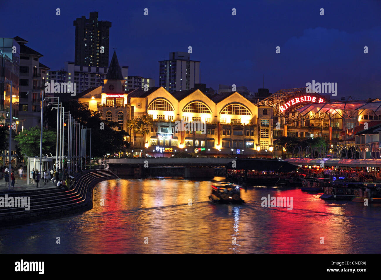 Clarke Quay and Singapore River at night Stock Photo - Alamy