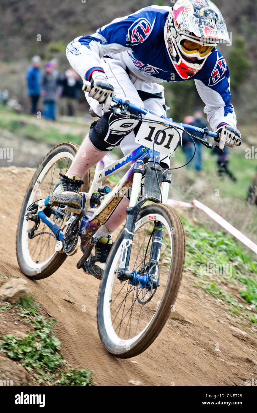 extreme MTB racing of downhill Stock Photo - Alamy