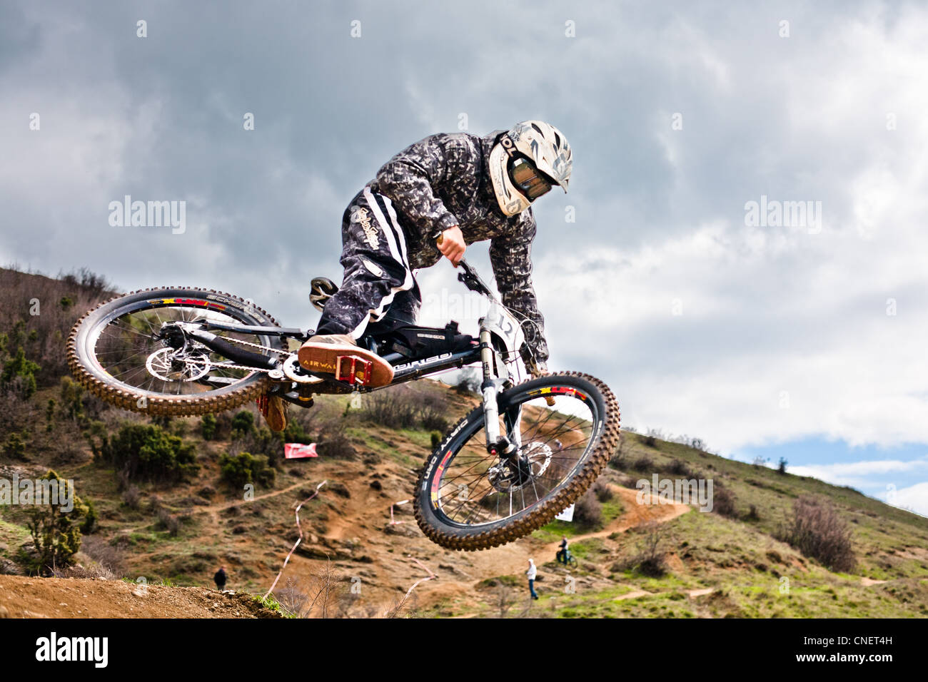 extreme MTB racing of downhill Stock Photo - Alamy