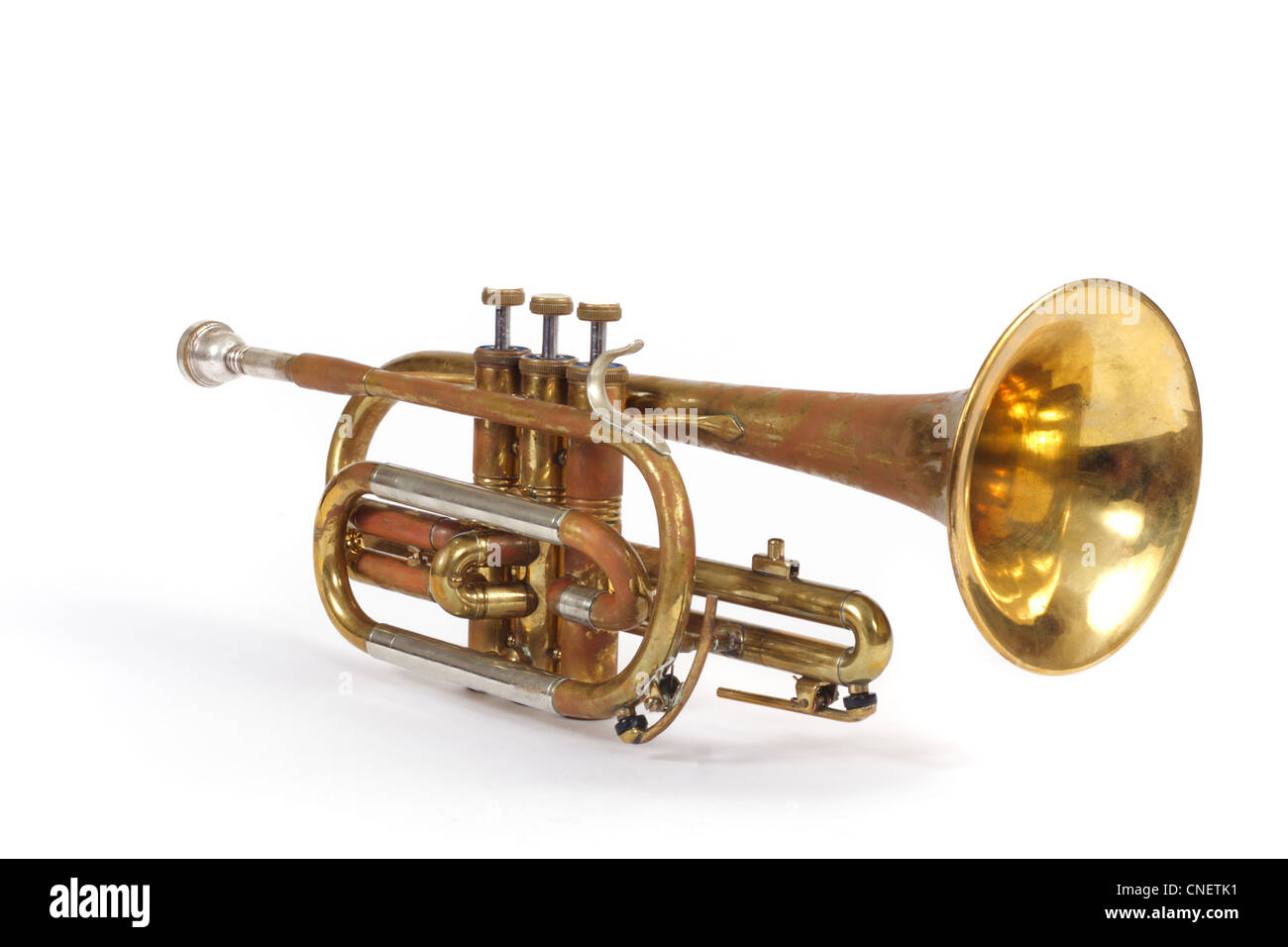 Old trumpet photo on the white background Stock Photo - Alamy