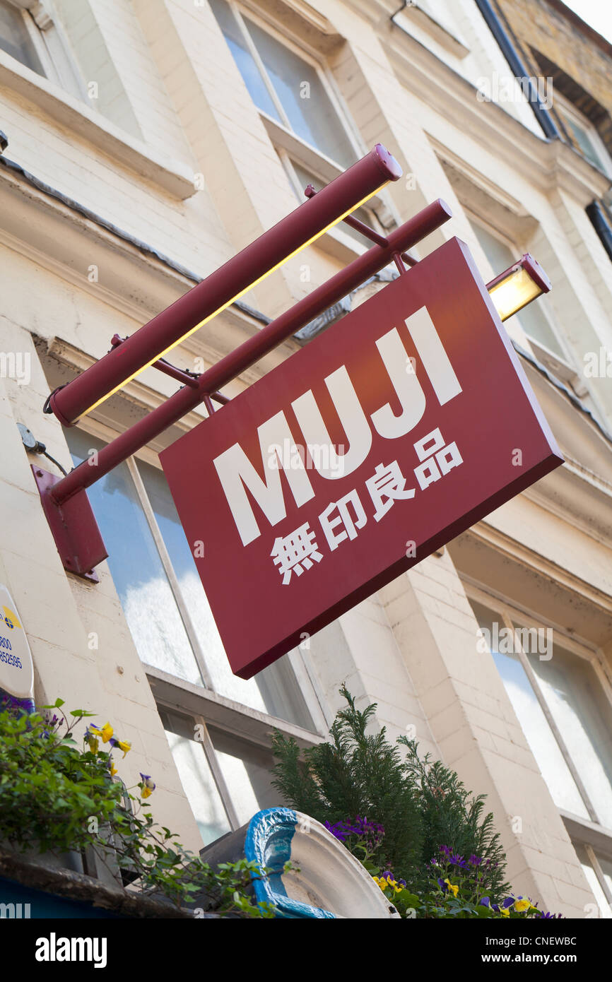 Muji shop sign, London, UK Stock Photo