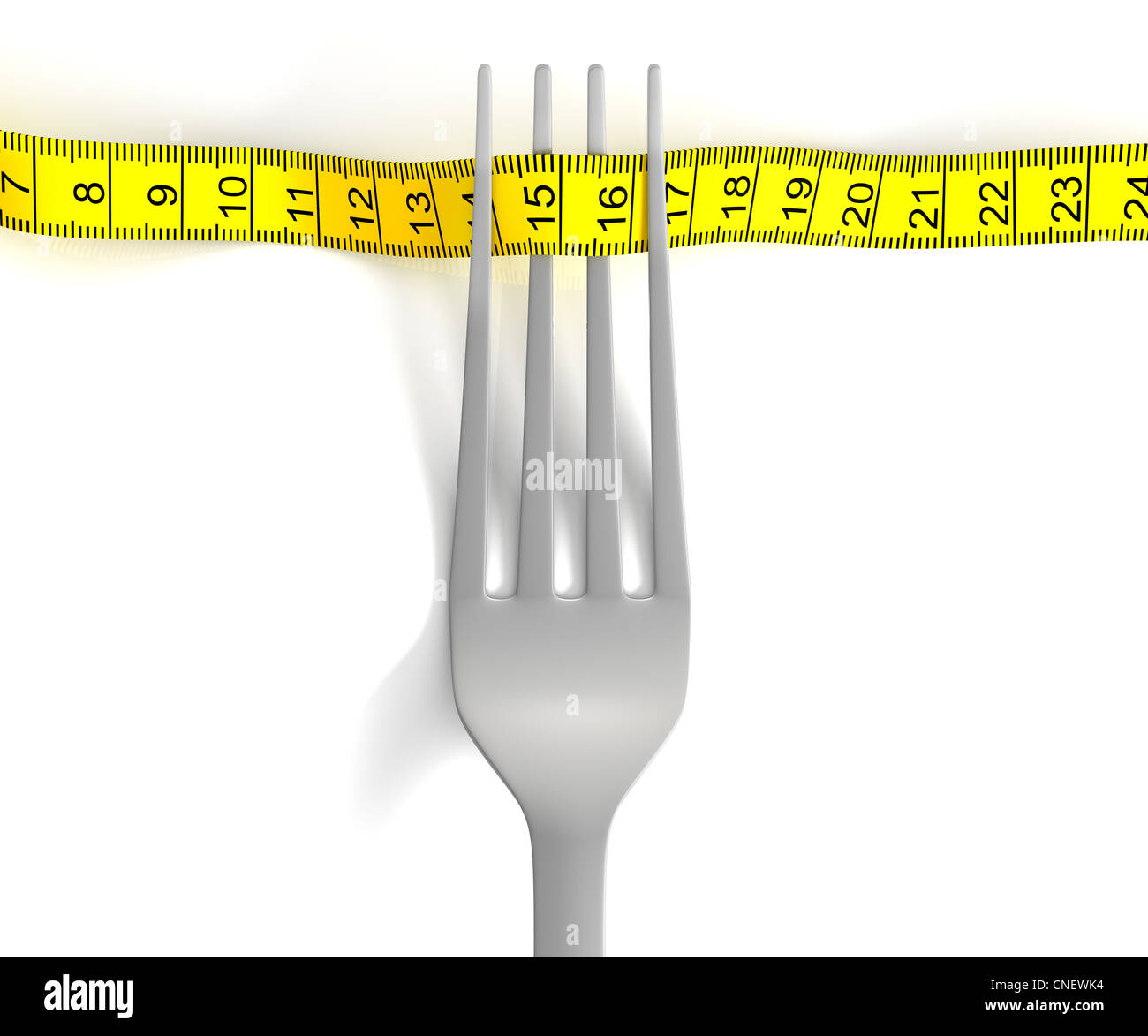 Fork with measuring tape Stock Photo