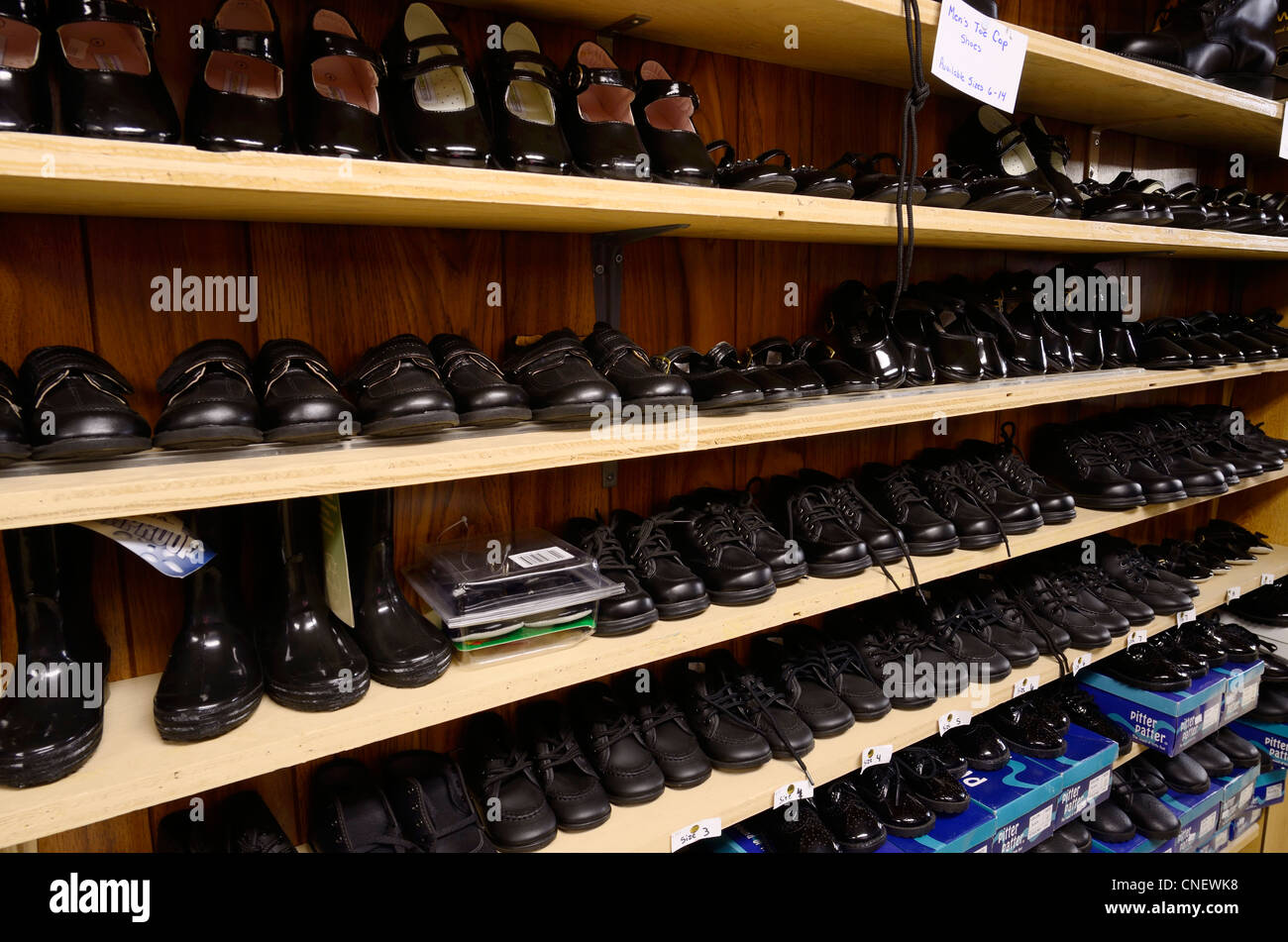 Black childrens shoes in Wallenstein old order Mennonite General Store