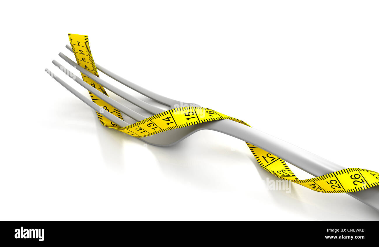 Fork with measuring tape Stock Photo