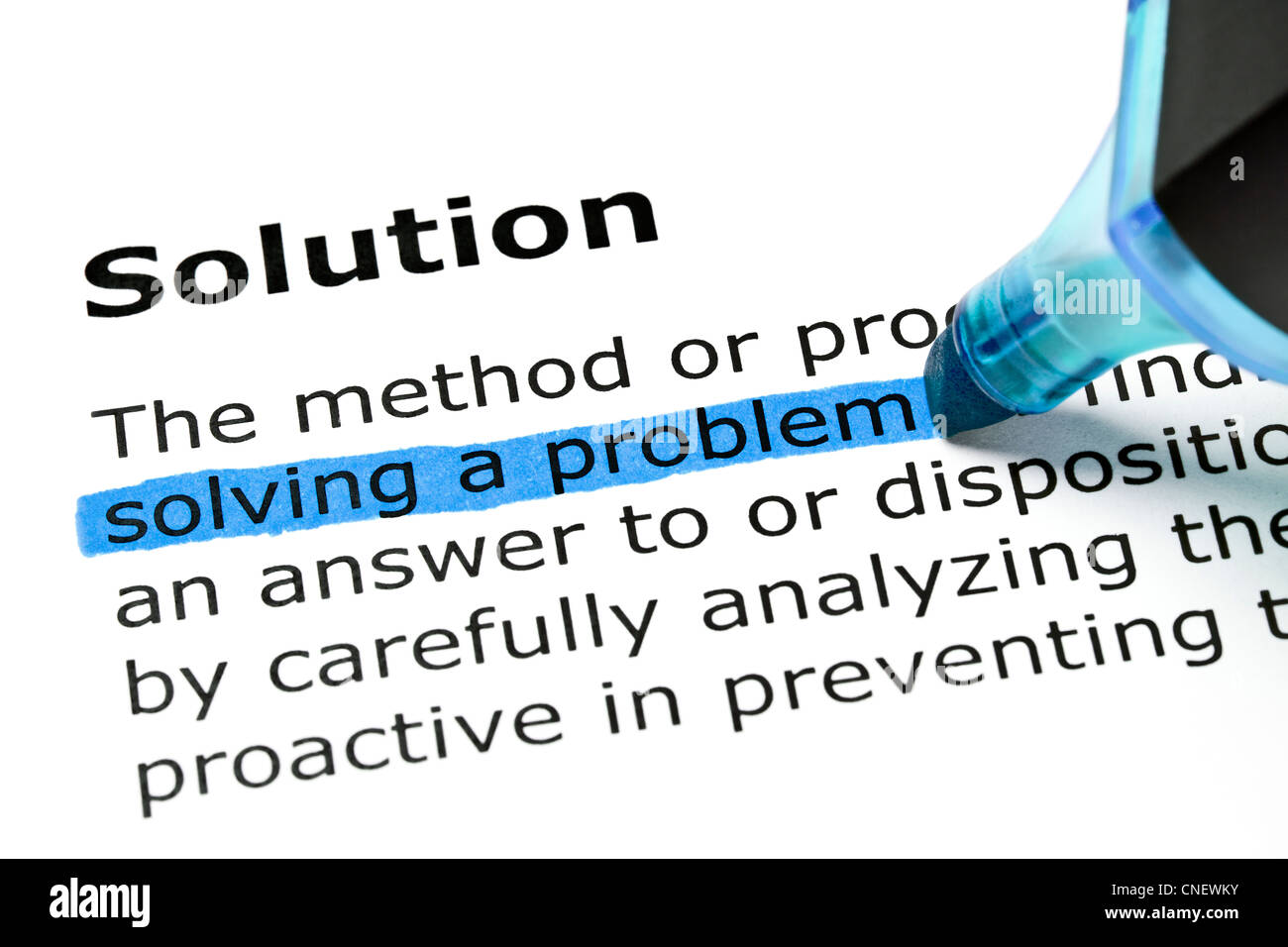 Solving a problem highlighted in blue under the heading Solution Stock ...