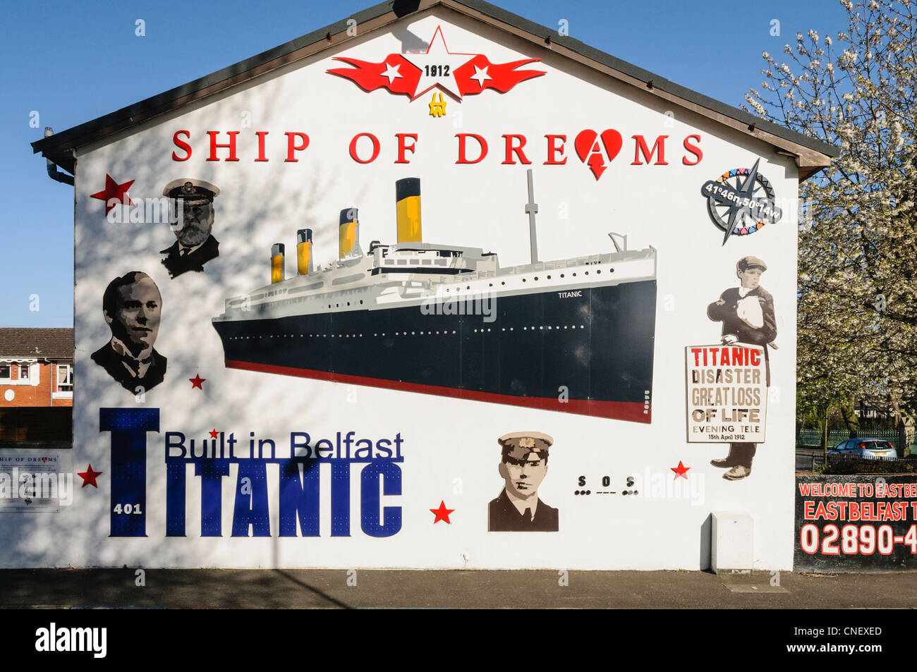 Mural with the words "Titanic Built in Belfast" commemorating the