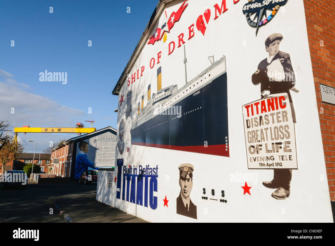 Mural with the words "Titanic Built in Belfast" commemorating the