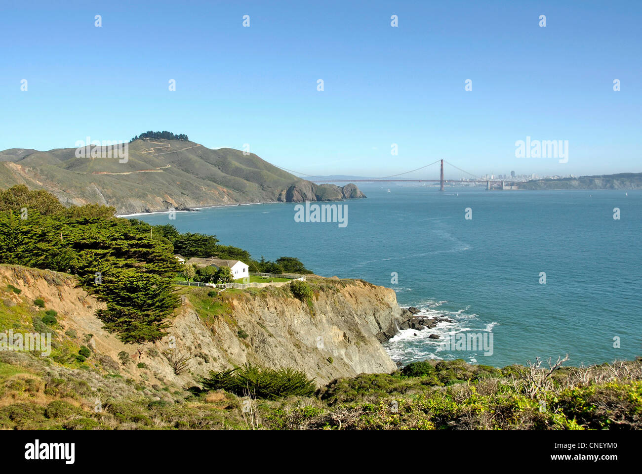 The Marin Headlands in Marin County, California, USA with view of Golden Gate Bridge Stock Photo