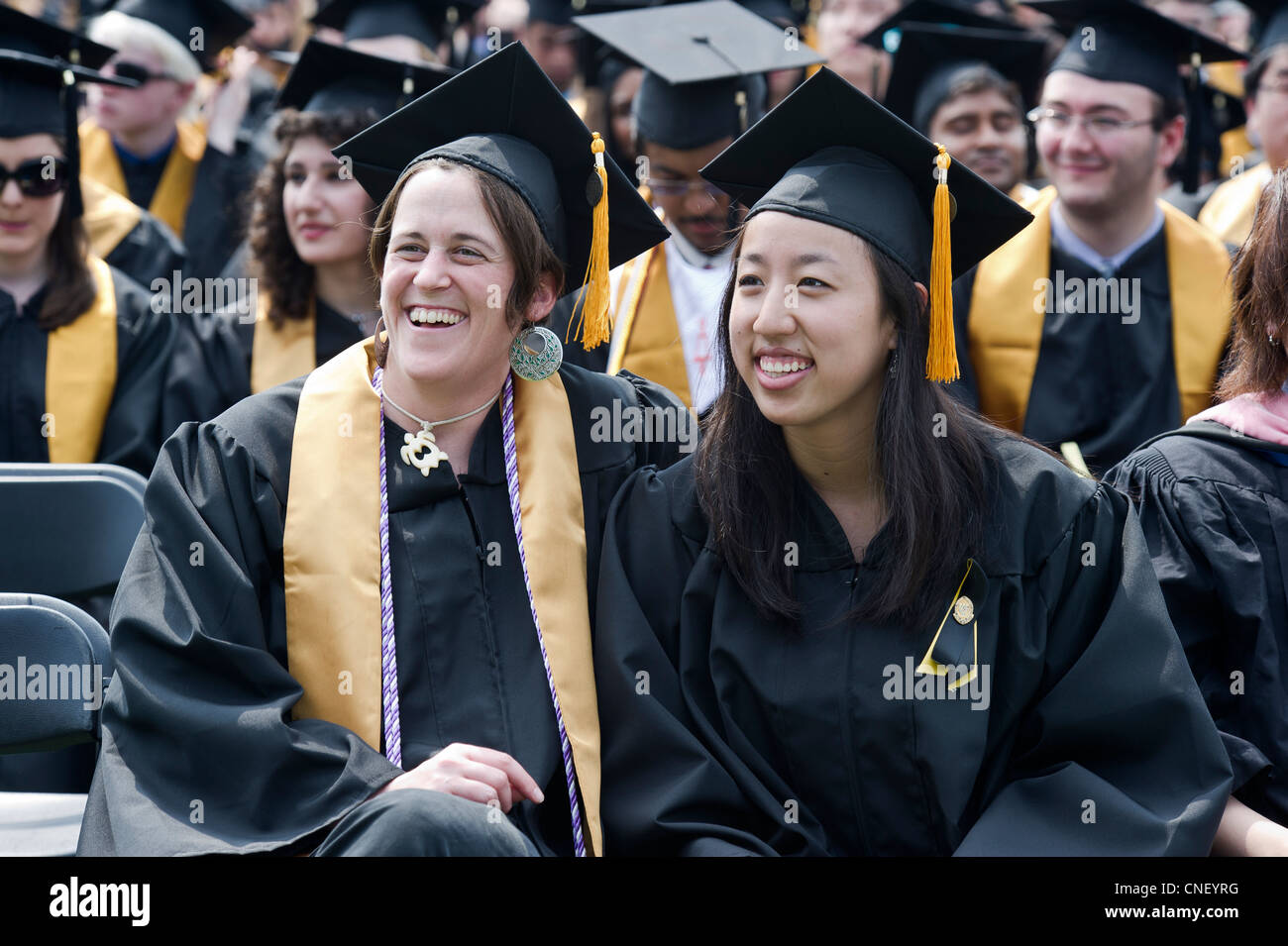 Graduates at Johns Hopkins University graduation 2011 in Baltimore Stock Photo