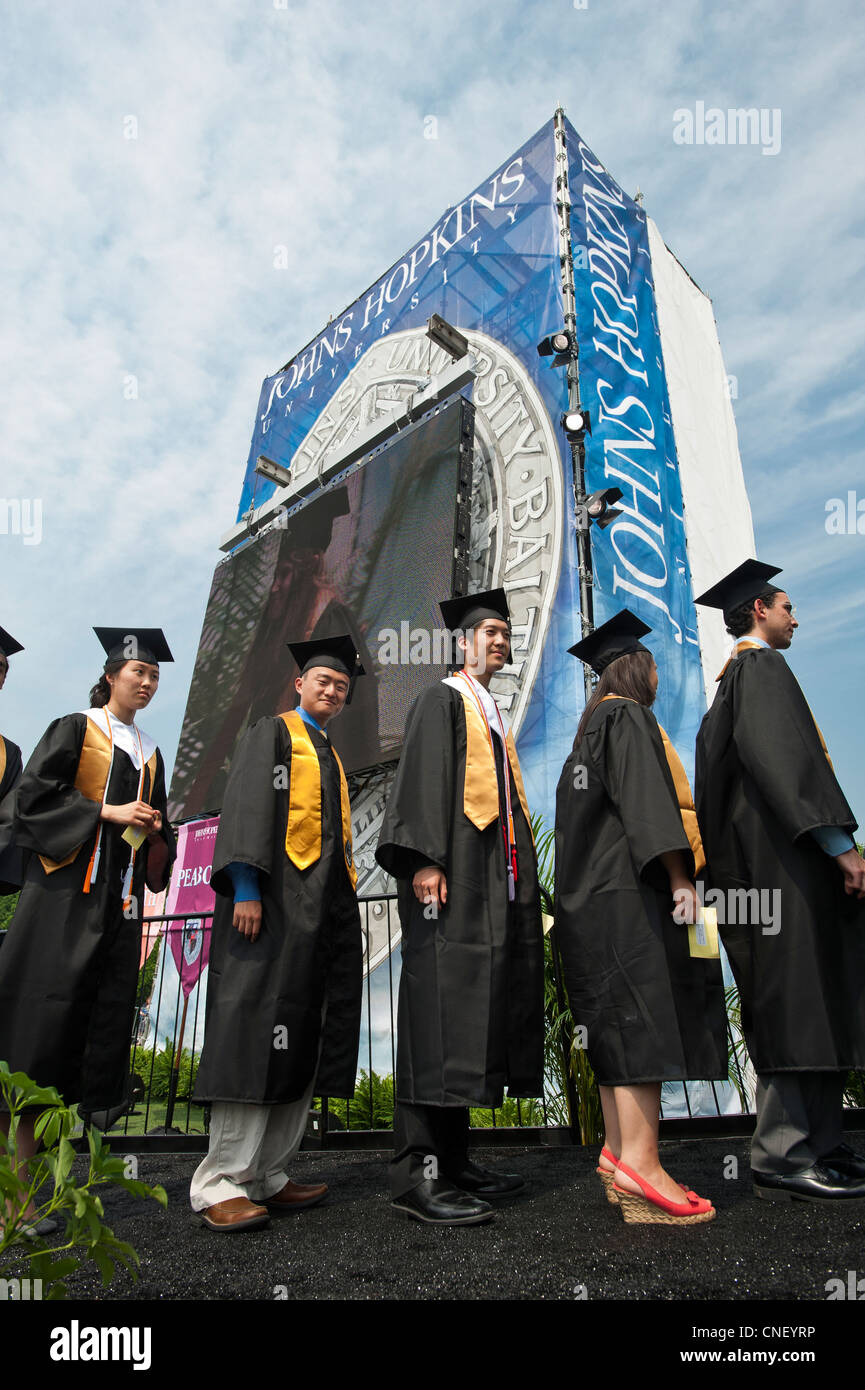 Graduates at Johns Hopkins University graduation 2011 in Baltimore Stock Photo