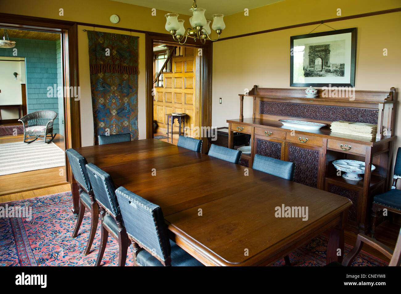 Dining Room of Naulakha, Rudyard Kipling house, Brattleboro Vermont Stock Photo