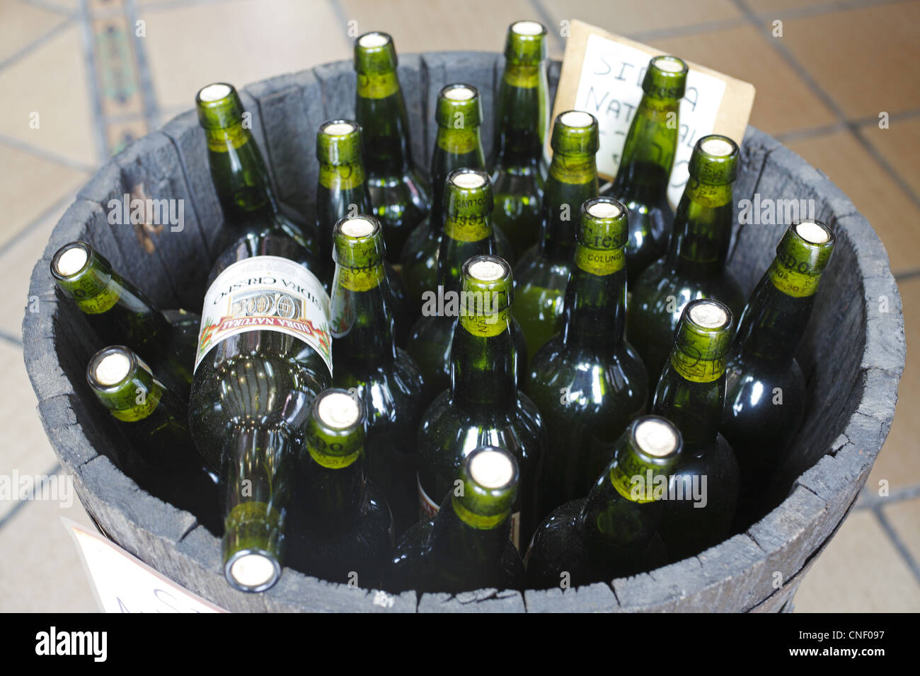 Dry Spanish cider, sidra crespo, Spain Stock Photo Alamy