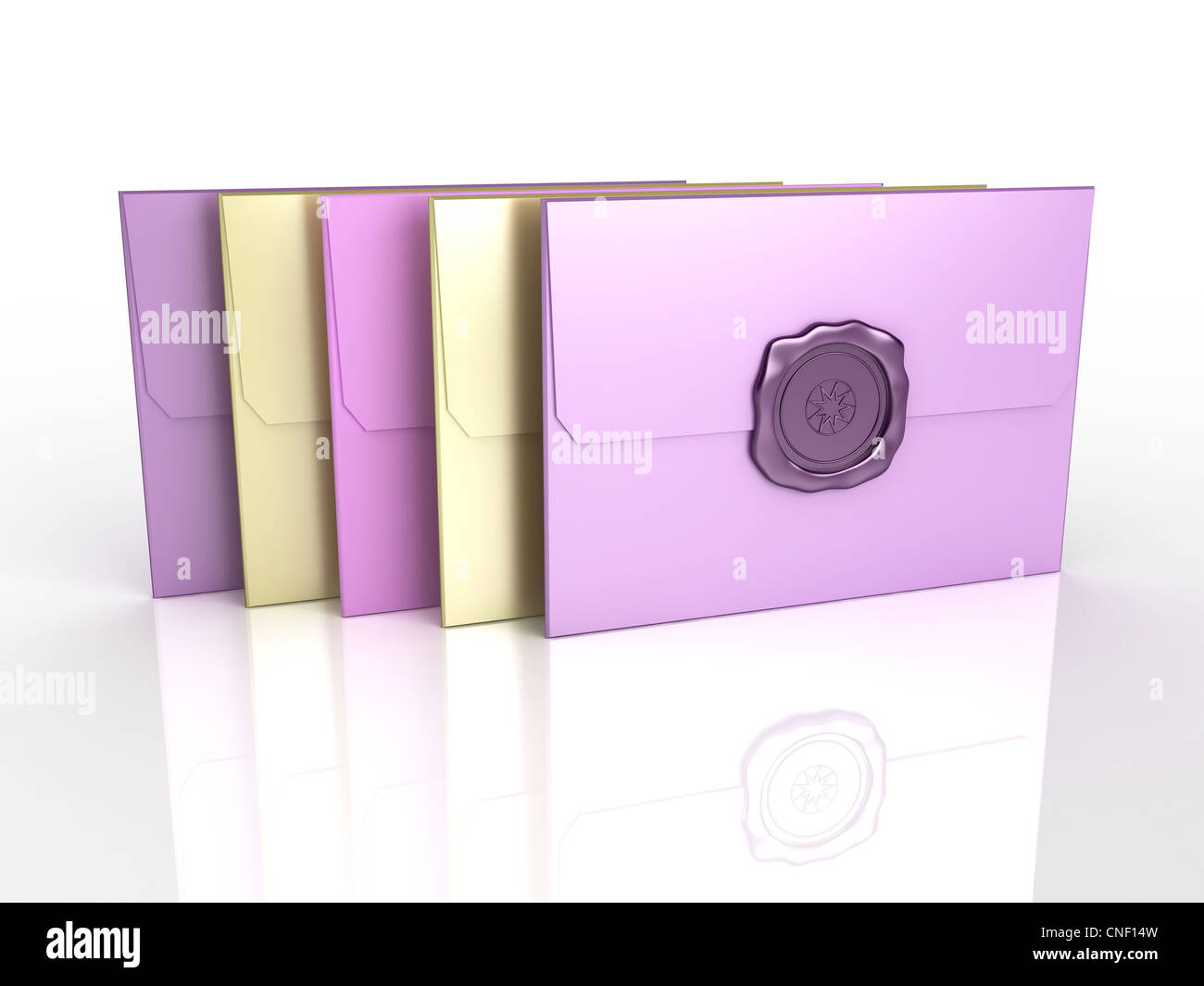 3d render of envelopes with sealing wax Stock Photo