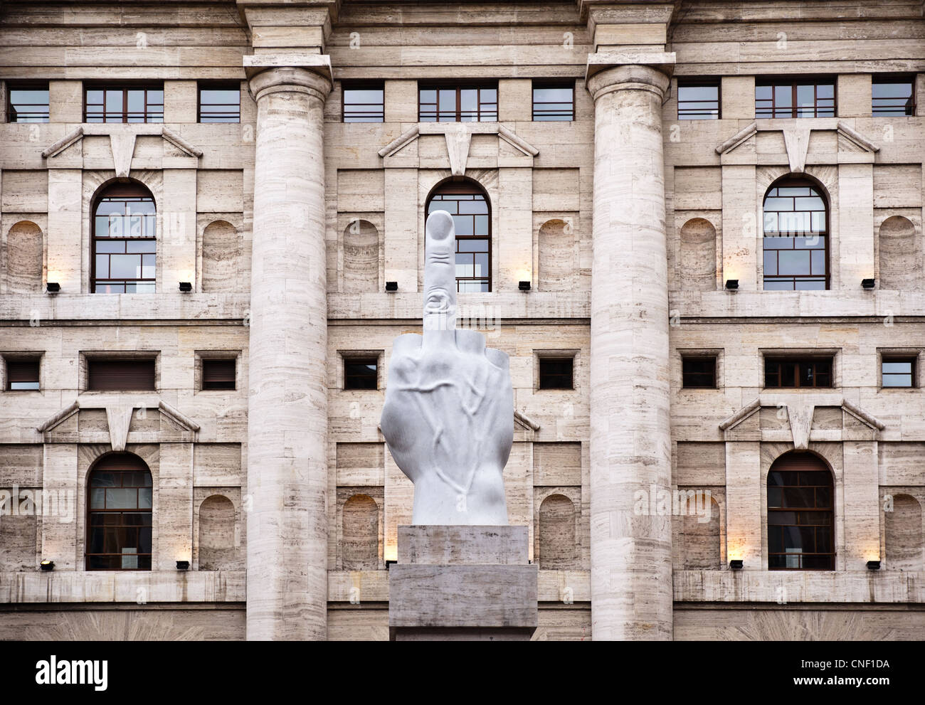 Milan, Italy - April 7, 2012: Maurizio Cattelan L.O.V.E. sculpture in Milan  Stock Photo - Alamy
