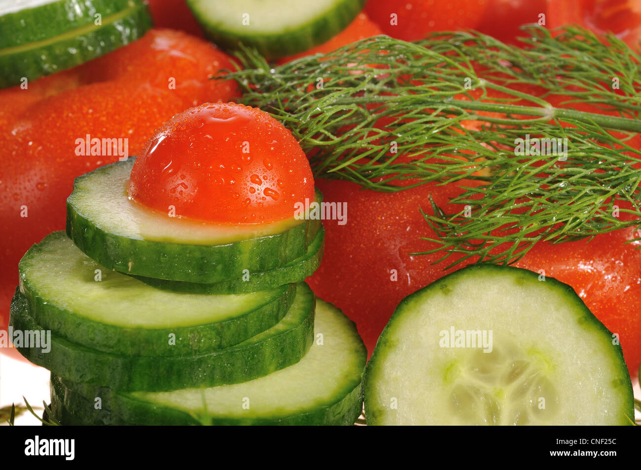 tomatoes, cucumbers and dill Stock Photo