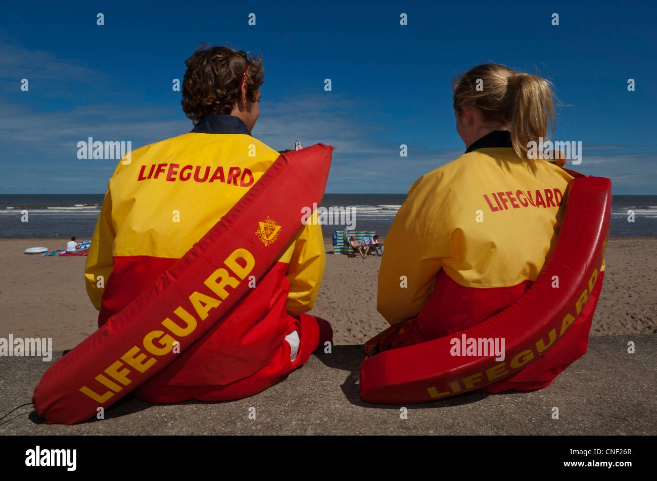 Mablethorpe lifeguards on duty. Lincolnshire. England. UK Stock Photo