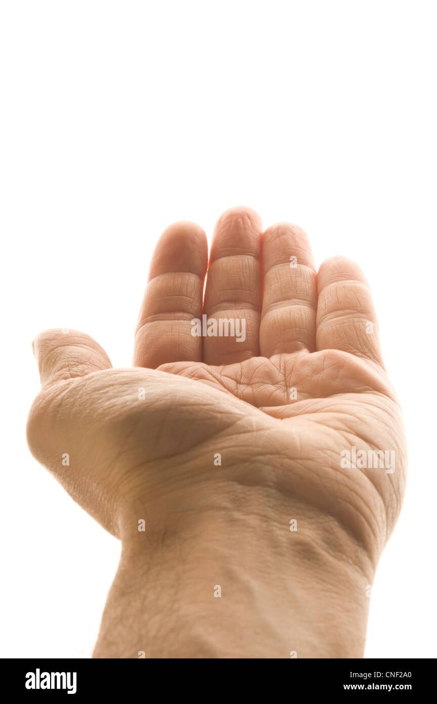 male open palm of hand Stock Photo
