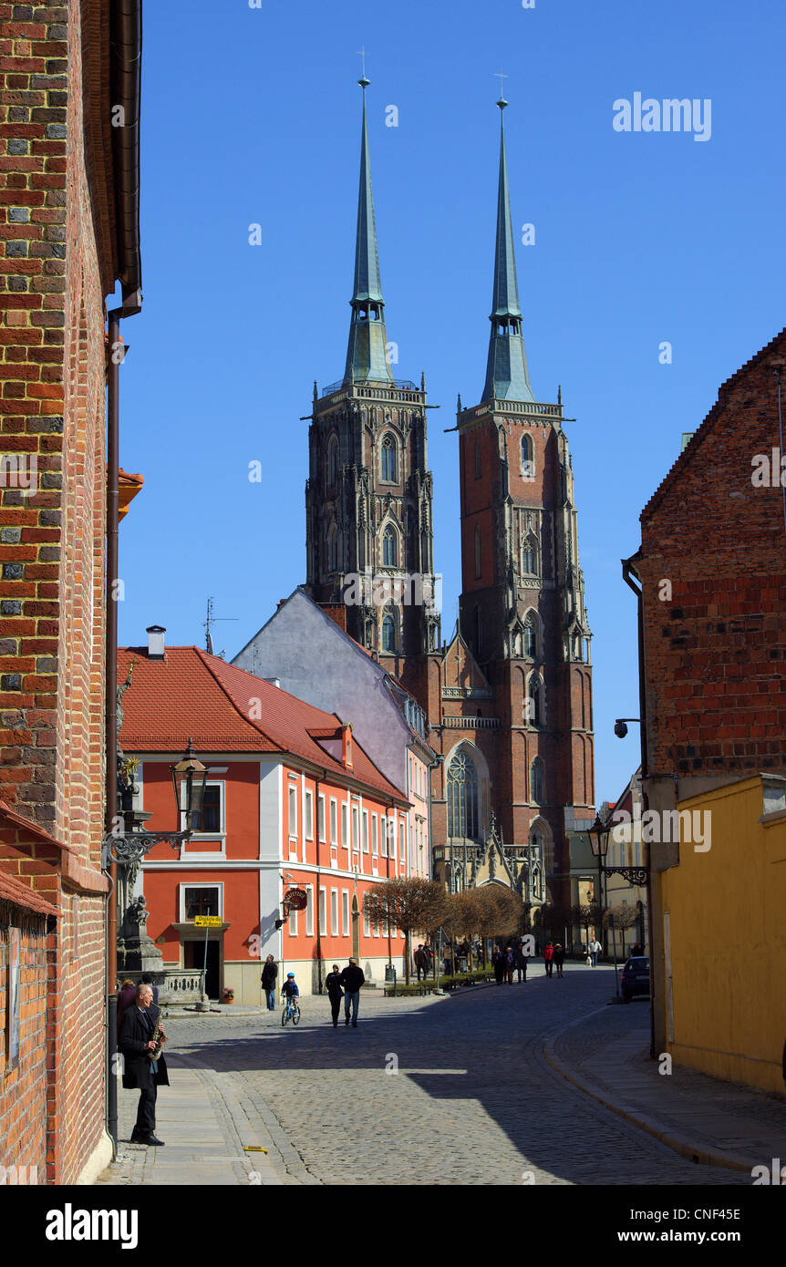 Wroclaw Ostrow Tumski in a spring sunny day Stock Photo