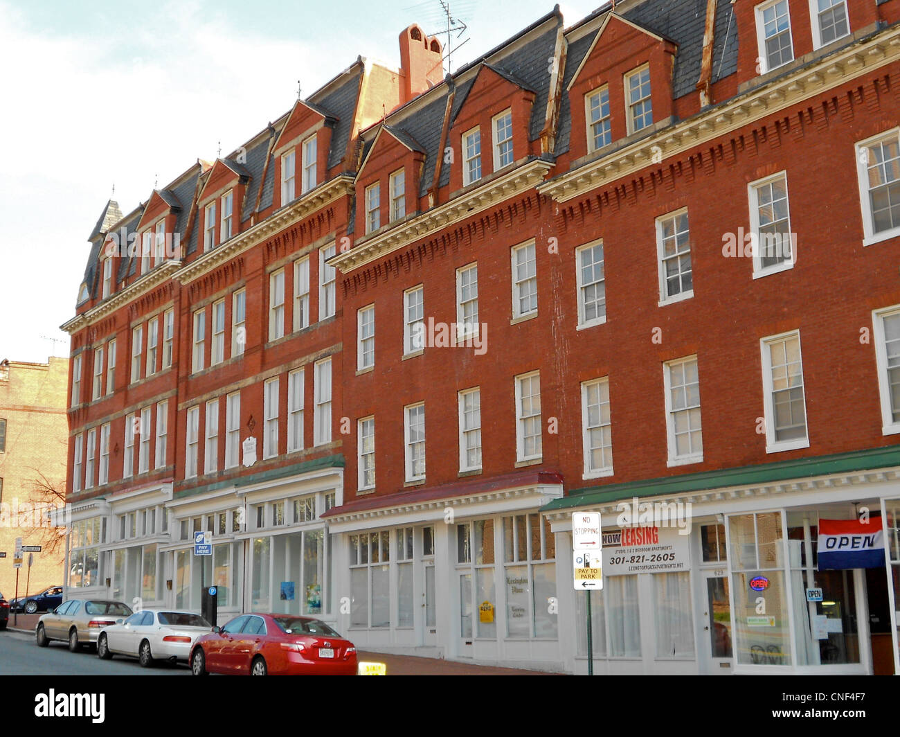 Rieman Block on the NRHP since June 7, 1984. At 617-631 W. Lexington St. in central Baltimore, Maryland. Stock Photo