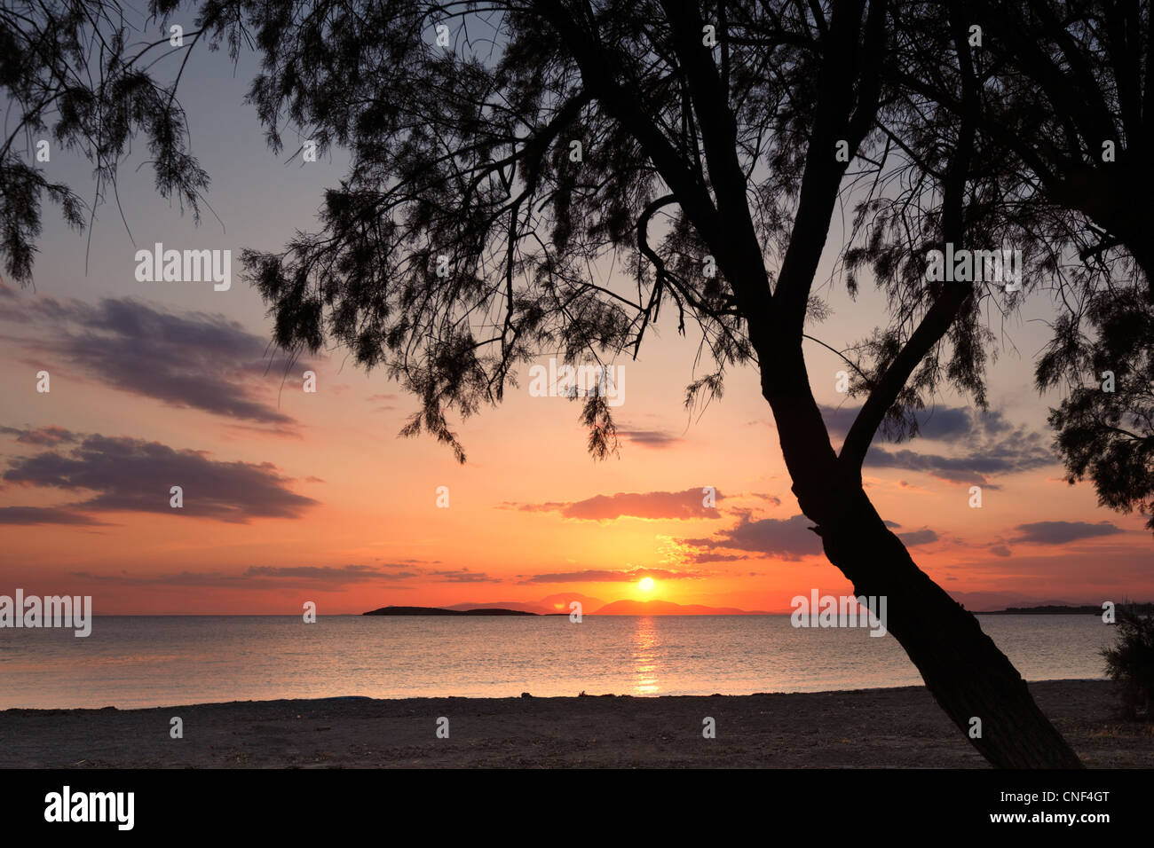 Sunset at the coast of Kavouri in Attiki, Greece Stock Photo