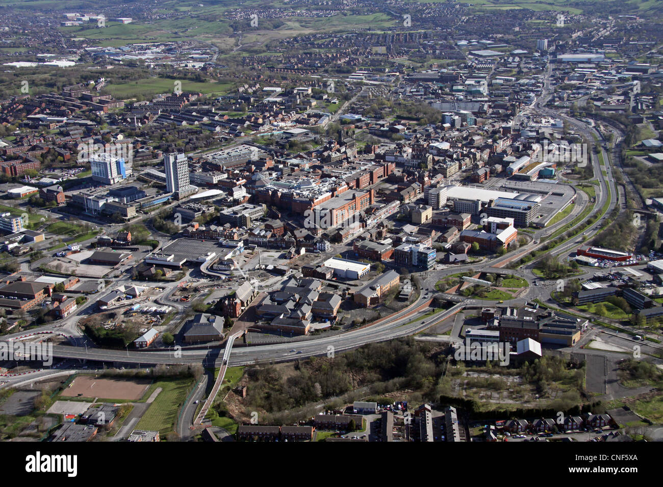 Oldham town centre with ring road hires stock photography and images