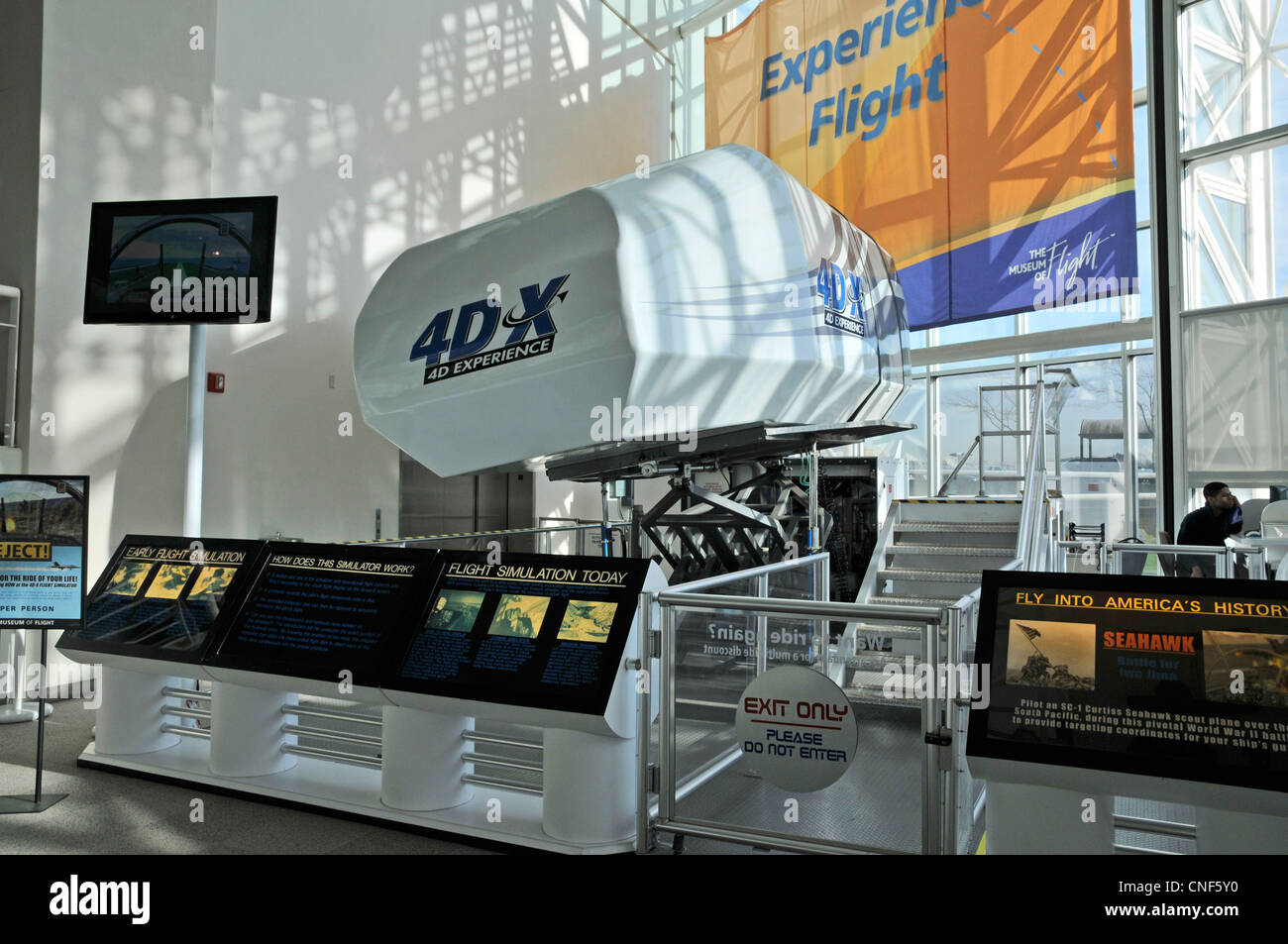 Early flight simulator The Museum of Flight, Seattle,Washington, WA, USA Stock Photo