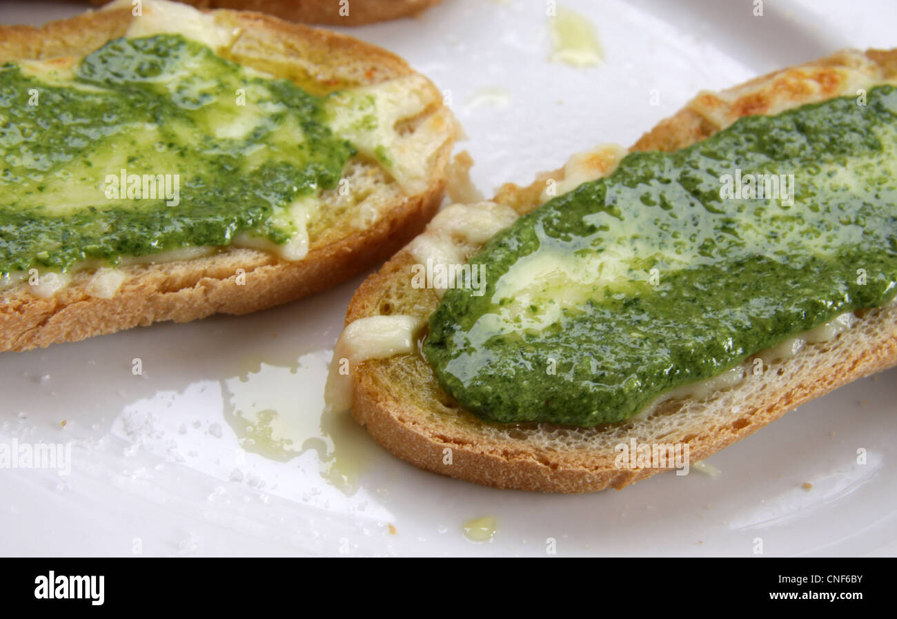 Pesto on Toast Stock Photo Alamy