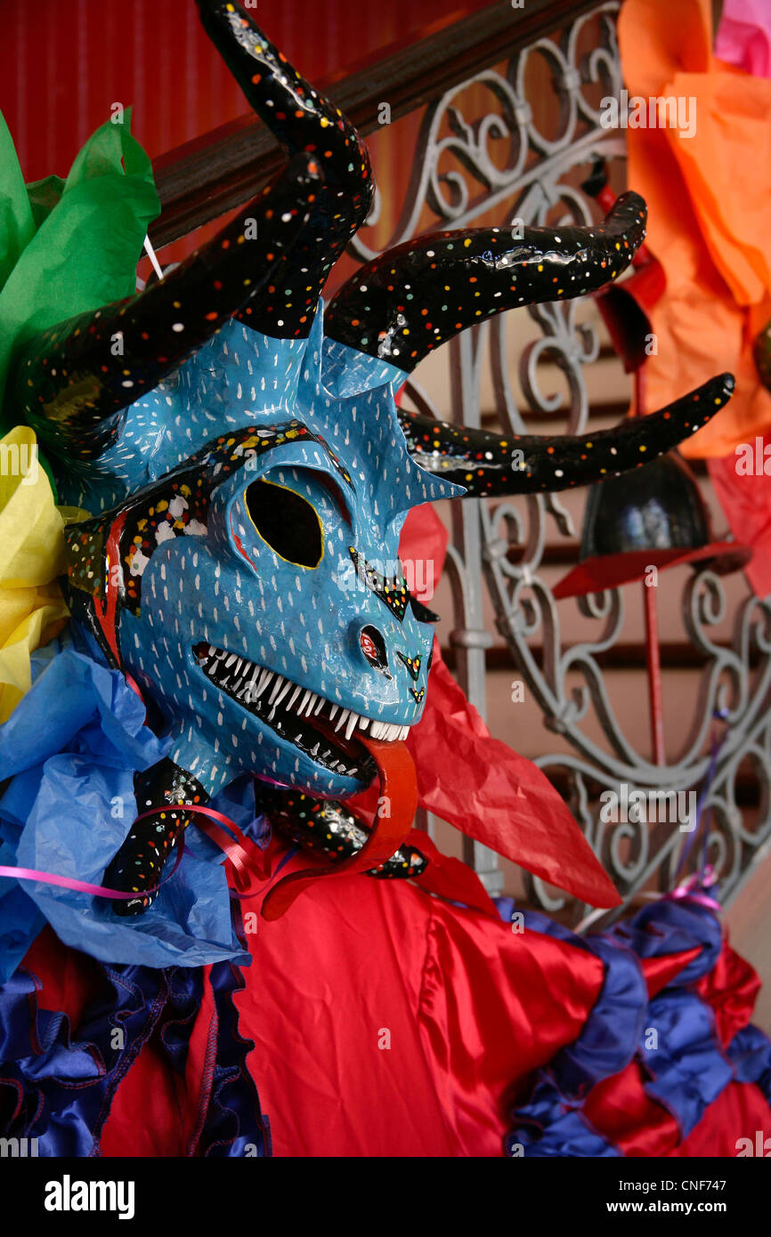Colorful Vejigante carnival mask in Puerto Rico Stock Photo