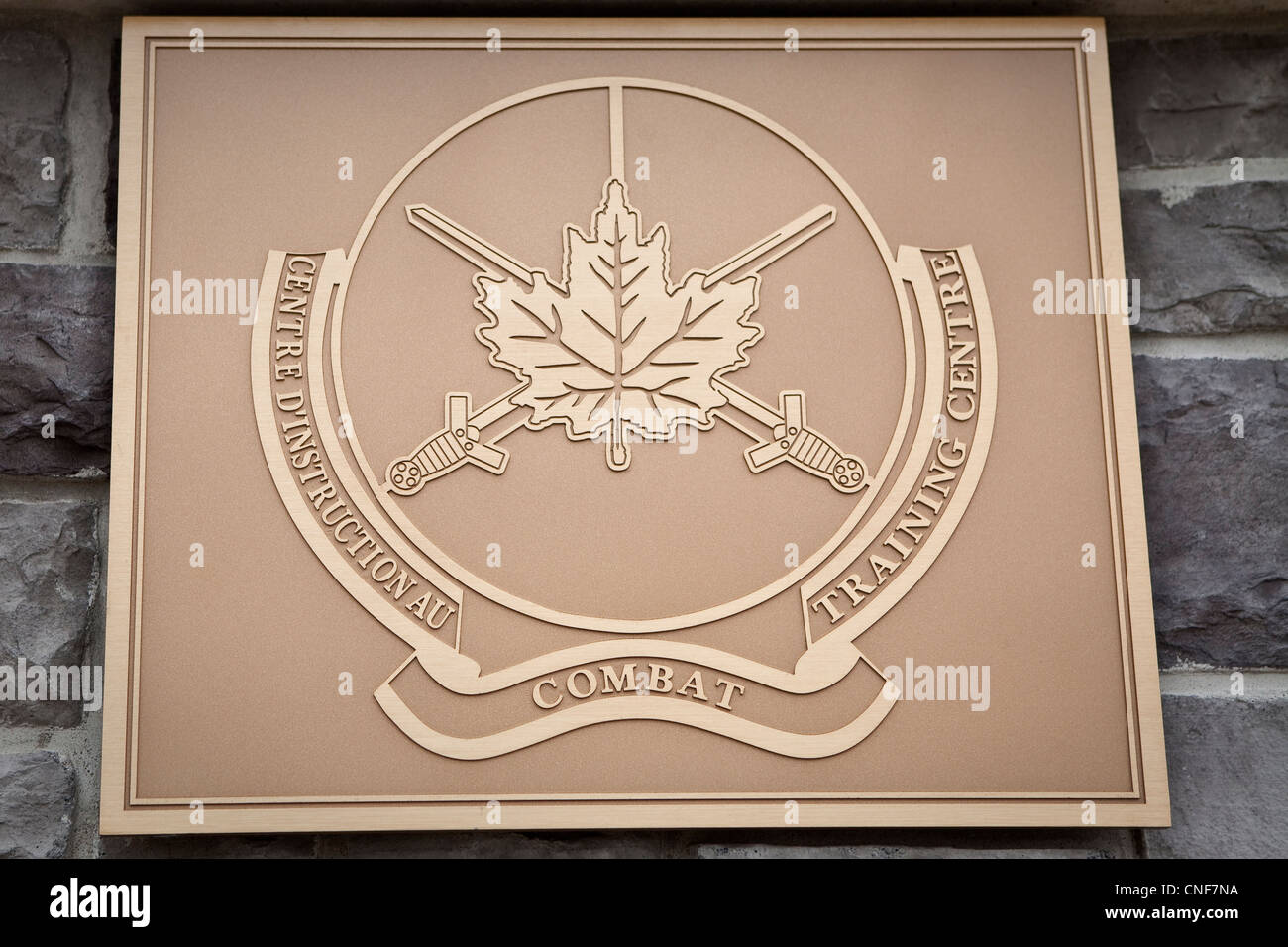 Combat Training Centre badge is pictured in CFB Gagetown, New Brunswick Stock Photo
